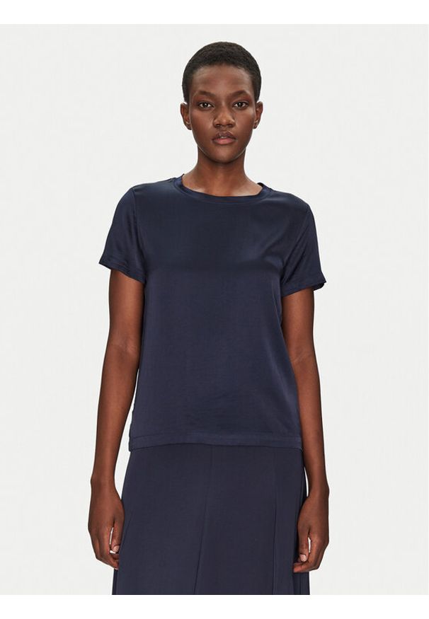 ViCOLO Bluzka TD0007 Granatowy Relaxed Fit. Kolor: niebieski. Materiał: wiskoza