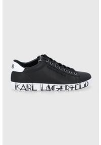 Karl Lagerfeld Buty skórzane kolor czarny na płaskiej podeszwie. Nosek buta: okrągły. Zapięcie: sznurówki. Kolor: czarny. Materiał: skóra. Obcas: na płaskiej podeszwie