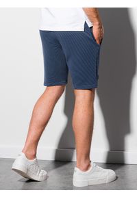 Ombre Clothing - Krótkie spodenki męskie dresowe W294 - ciemnoniebieskie - XXL. Kolor: niebieski. Materiał: dresówka. Długość: krótkie. Styl: klasyczny, sportowy #4