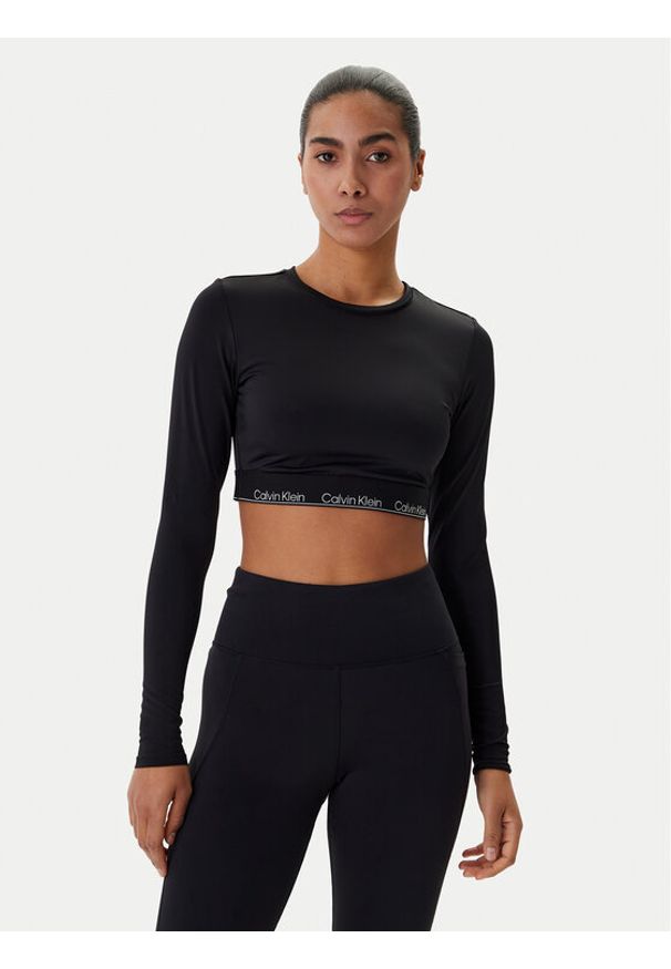 Calvin Klein Swimwear Bluzka LV00Q61128 Czarny Slim Fit. Kolor: czarny. Materiał: syntetyk
