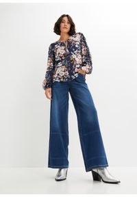 bonprix - Bluzka z czystej wiskozy. Kolor: niebieski. Materiał: wiskoza. Wzór: nadruk #3