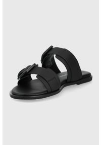 Calvin Klein Jeans klapki YW0YW00537.BDS damskie kolor czarny. Nosek buta: okrągły. Kolor: czarny. Materiał: materiał, guma. Wzór: gładki. Obcas: na obcasie. Wysokość obcasa: niski #3