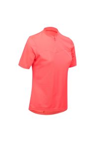TRIBAN - Koszulka rowerowa damska Triban RC 100. Kolor: różowy, wielokolorowy, czerwony. Materiał: materiał, poliester. Długość: krótkie #1