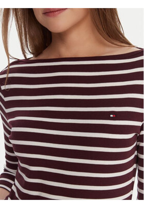 TOMMY HILFIGER - Tommy Hilfiger Bluzka WW0WW40589 Bordowy Regular Fit. Kolor: czerwony. Materiał: bawełna