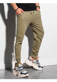 Ombre Clothing - Spodnie męskie dresowe joggery P947 - oliwkowe - XXL. Okazja: na co dzień. Kolor: oliwkowy. Materiał: dresówka. Styl: casual #5