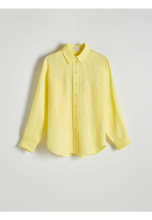 Reserved - Koszula z lnu - żółty. Kolor: żółty. Materiał: len