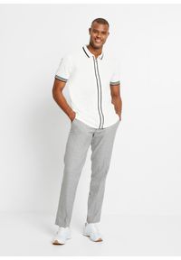 bonprix - Koszulka polo z zamkiem z bawełnianej piki. Typ kołnierza: polo. Kolor: biały. Materiał: bawełna. Styl: elegancki #3