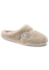 Beżowe Kapcie Macarena Domowe Eleganckie Obuwie Damskie. Okazja: do domu. Zapięcie: klamry. Kolor: beżowy. Materiał: materiał. Styl: elegancki