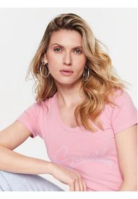 Guess T-Shirt Adelina W3RI14 J1314 Różowy Slim Fit. Kolor: różowy. Materiał: bawełna #3