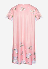 Born2be - Różowa Koszula Nocna w Kwiatowy Wzór z Krótkim Rękawem Seliaane. Kolekcja: plus size. Kolor: różowy. Długość: krótkie. Wzór: kwiaty #3