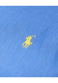 Ralph Lauren - RALPH LAUREN - Niebieska lniana koszula Slim Fit z logo. Typ kołnierza: polo. Kolor: niebieski. Materiał: len. Długość rękawa: długi rękaw. Długość: długie. Wzór: haft. Styl: elegancki #2
