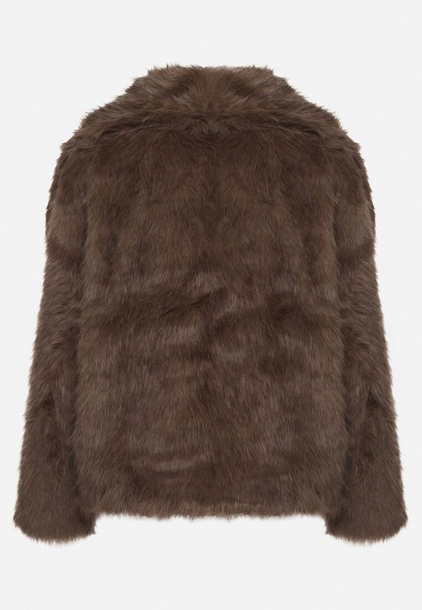 Born2be - Brązowa Kurtka Futro z Wsuwanymi Kieszeniami Liriena. Okazja: na spacer, na co dzień. Kolor: brązowy. Materiał: futro. Styl: klasyczny, casual, elegancki