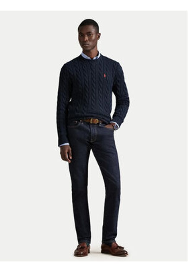 Polo Ralph Lauren Sweter 710775885001 Granatowy Regular Fit. Typ kołnierza: polo. Kolor: niebieski. Materiał: bawełna