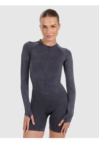 4f - 4F Kombinezon do jogi i pilatesu bezszwowy damski - granatowy XS/S. Kolor: niebieski. Materiał: włókno, materiał, tkanina. Długość: krótkie. Sport: joga i pilates #1