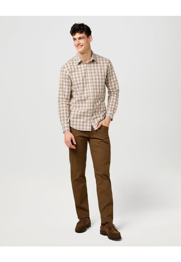 Wrangler - MESKIE SPODNIE WRANGLER GREENSBORO DARK EARTH 112371571