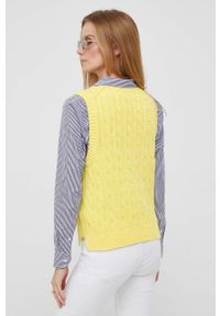 Polo Ralph Lauren kamizelka bawełniana kolor żółty. Okazja: na co dzień. Typ kołnierza: polo. Kolor: żółty. Materiał: bawełna. Wzór: ze splotem. Styl: casual #3
