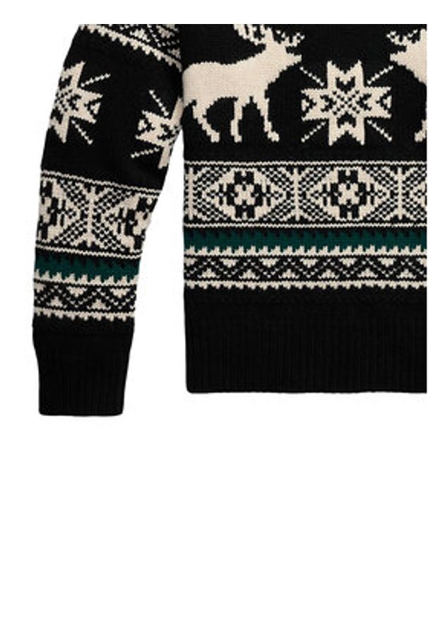 Polo Ralph Lauren Sweter 710982255001 Czarny Regular Fit. Typ kołnierza: polo. Kolor: czarny. Materiał: wełna