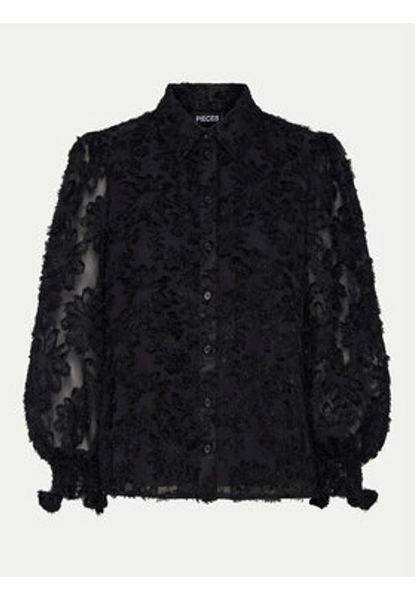 Pieces Koszula Pina 17154276 Czarny Regular Fit. Kolor: czarny. Materiał: syntetyk