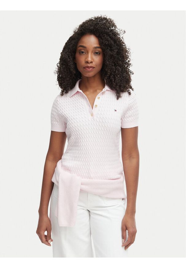 TOMMY HILFIGER - Tommy Hilfiger Polo WW0WW41474 Różowy Regular Fit. Typ kołnierza: polo. Kolor: różowy. Materiał: bawełna