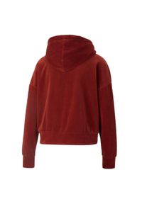 Bluza dresowa damska Puma HER VELOUR. Kolor: czerwony. Materiał: dresówka. Sport: koszykówka