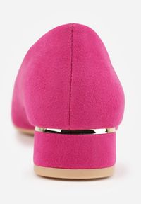 Born2be - Fuksjowe Czółenka Vices ze Skórzaną Wkładką i Metaliczną Wstawką Ediniela. Kolor: różowy. Materiał: skóra. Obcas: na obcasie. Styl: elegancki. Wysokość obcasa: średni #7