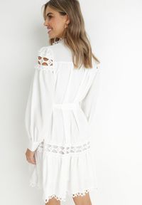 Born2be - Biała Sukienka Koszulowa Semiphae. Kolor: biały. Materiał: tkanina. Sezon: jesień, lato, wiosna. Typ sukienki: koszulowe