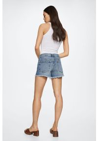 mango - Mango szorty jeansowe Hailey damskie gładkie high waist. Okazja: na co dzień. Stan: podwyższony. Kolor: niebieski. Materiał: jeans. Wzór: gładki. Styl: casual #5