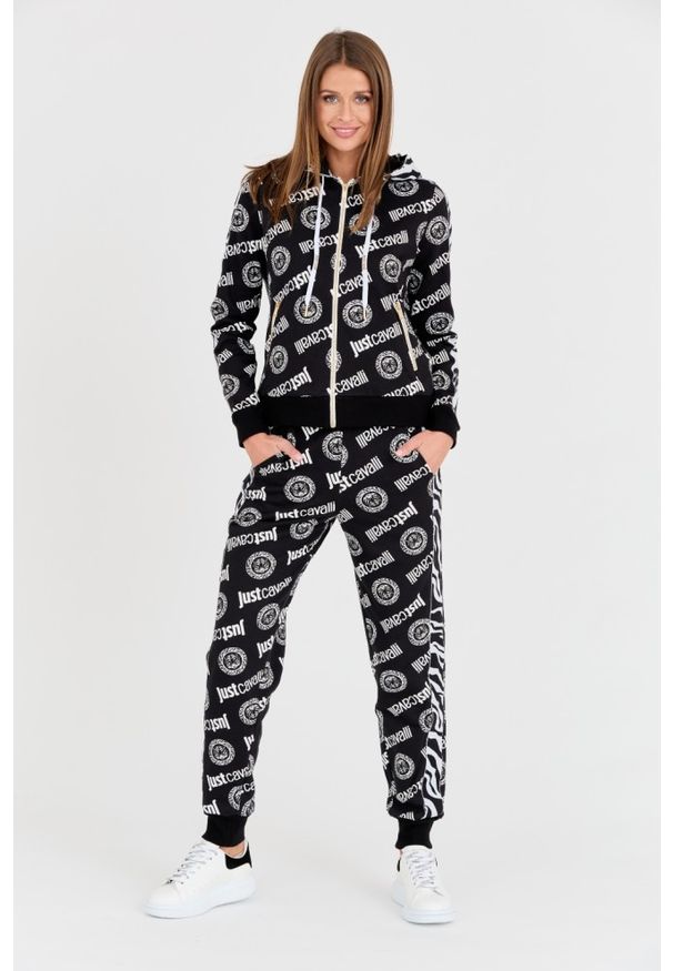 Just Cavalli - JUST CAVALLI Czarna damska bluza Logo Tigre, Rozmiar L. Kolor: czarny