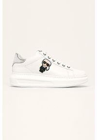 Karl Lagerfeld - Buty skórzane. Nosek buta: okrągły. Zapięcie: sznurówki. Kolor: biały. Materiał: skóra. Szerokość cholewki: normalna. Obcas: na obcasie. Wysokość obcasa: średni #1