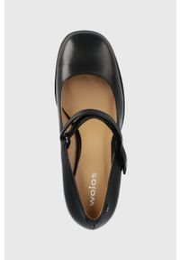 Wojas czółenka skórzane kolor czarny na słupku. Zapięcie: rzepy. Kolor: czarny. Materiał: skóra. Obcas: na słupku. Wysokość obcasa: średni #2