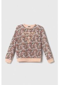 Guess bluza bawełniana dziecięca kolor różowy wzorzysta. Kolor: różowy. Materiał: bawełna. Styl: klasyczny #1