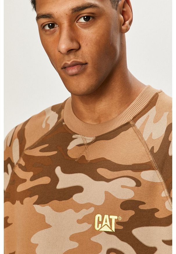 CATerpillar - Caterpillar - Bluza. Okazja: na co dzień. Kolor: brązowy. Długość rękawa: raglanowy rękaw. Wzór: aplikacja. Styl: casual
