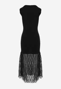 Born2be - Czarna Koktajlowa Sukienka z Wiskozą i Rozkloszowanym Koronkowym Dołem Erivissa. Kolor: czarny. Materiał: wiskoza, koronka. Typ sukienki: proste. Styl: wizytowy #3