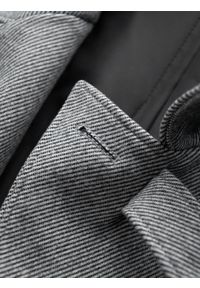Ombre Clothing - Wzorzysty jednorzędowy męski płaszcz z kieszeniami – szary V3 - Rozmiar: XXL. Typ kołnierza: kołnierz rewers. Kolor: szary. Materiał: syntetyk, tkanina, poliester, materiał. Wzór: ze splotem #7