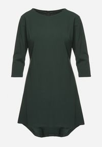 Born2be - Zielona Trapezowa Sukienka z Dłuższym Tyłem Gemirina. Okazja: na co dzień. Kolor: zielony. Typ sukienki: trapezowe. Styl: casual #5