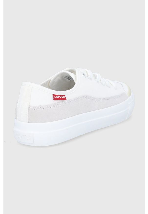 Levi's® - Levi's tenisówki Square Low S damskie kolor biały. Okazja: na spotkanie biznesowe. Nosek buta: okrągły. Zapięcie: sznurówki. Kolor: biały. Materiał: guma. Styl: biznesowy