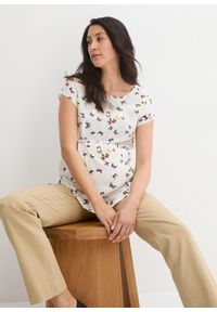bonprix - Lekka bluzka ciążowa z wiskozy. Kolekcja: moda ciążowa. Kolor: biały. Materiał: wiskoza, materiał. Wzór: nadruk #3