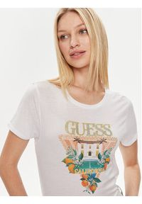 Guess T-Shirt Mansion Log W4GI53 K9SN1 Biały Regular Fit. Kolor: biały. Materiał: bawełna