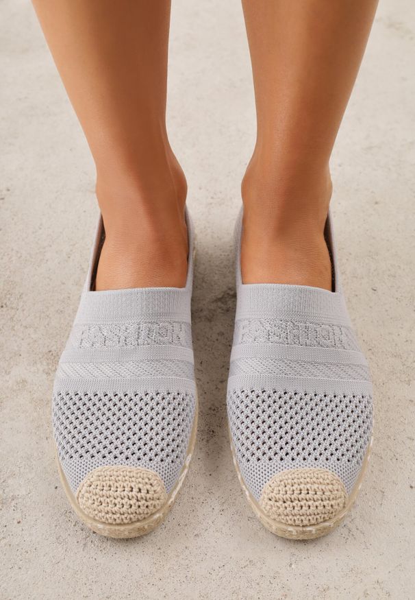 Born2be - Jasnoszare Espadryle na Płaskiej Podeszwie z Plecionki Chorisa. Okazja: na co dzień, do pracy. Kolor: szary. Materiał: jeans, len. Obcas: na płaskiej podeszwie. Styl: casual