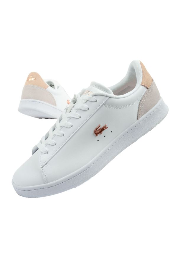 Buty sportowe trampki damskie Lacoste Carnaby. Kolor: biały, różowy, wielokolorowy. Sport: turystyka piesza