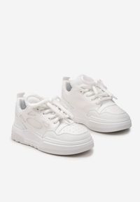 Born2be - Białe Sneakersy Streetwearowe z Ozdobnym Sznurowaniem na Grubej Podeszwie Rafoi. Kolor: biały. Materiał: materiał, skóra ekologiczna. Szerokość cholewki: normalna #6