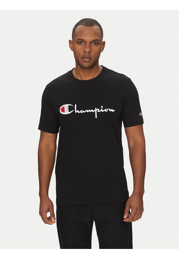 Champion T-Shirt 221621 Czarny Standard Fit. Kolor: czarny. Materiał: bawełna