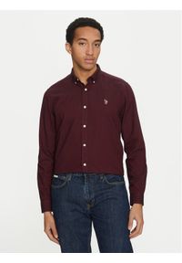 U.S. Polo Assn. Koszula MUP3247 Bordowy Slim Fit. Typ kołnierza: polo. Kolor: czerwony. Materiał: bawełna