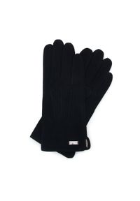 Wittchen - Damskie rękawiczki welurowe czarne. Kolor: czarny. Materiał: welur, skóra. Wzór: aplikacja. Styl: klasyczny, elegancki
