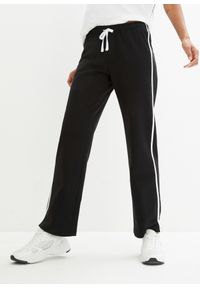 bonprix - Spodnie dresowe bawełniane (2 pary), prosty krój. Kolor: czarny. Materiał: bawełna, dresówka. Styl: sportowy
