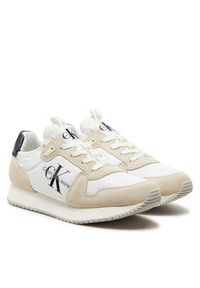 Calvin Klein Jeans Sneakersy Runner Sock Laceup Ny-Lth Wn YW0YW00840 Biały. Kolor: biały. Materiał: zamsz, skóra #6