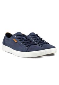 ecco - Buty do chodzenia męskie Ecco Sneaker Mens Soft 7. Kolor: niebieski. Materiał: skóra. Szerokość cholewki: normalna. Sport: turystyka piesza