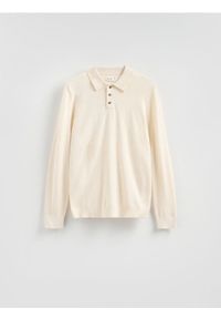 Reserved - Sweter polo z bawełną - beżowy. Typ kołnierza: polo. Kolor: beżowy. Materiał: bawełna #1
