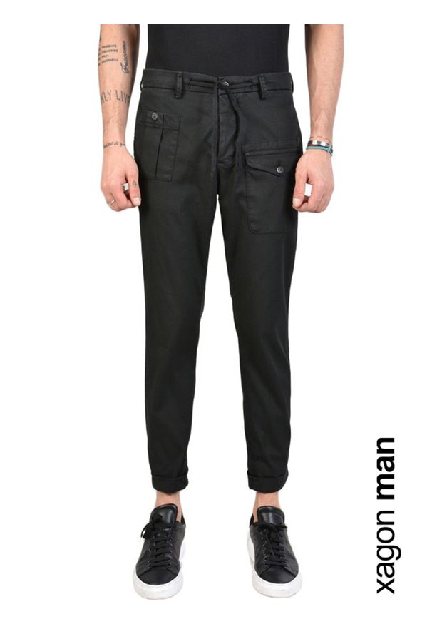 Xagon Man Spodnie "Sidex" | P21031FSIDEX | Mężczyzna | Czarny. Okazja: na co dzień. Kolor: czarny. Materiał: bawełna, elastan. Styl: casual