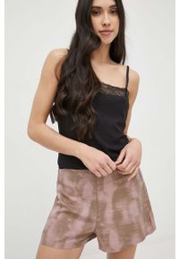Calvin Klein Underwear szorty piżamowe damskie kolor beżowy. Kolor: beżowy. Materiał: tkanina